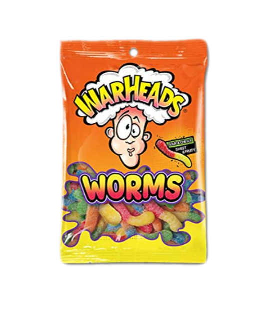Sweets & Candy Warheads Worms Peg Bag NPM 141g 12