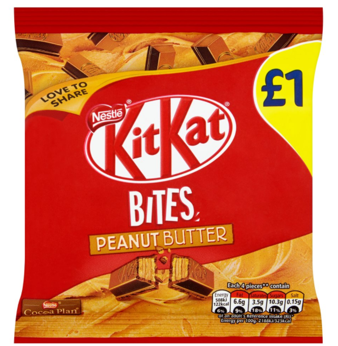 Chocolate Bags Kit Kat Bites Peanut Butter PM 1.00 81g 10