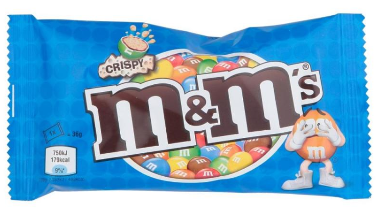 Chocolate Bags MandMs Crispy-Blue NPM 36g 24