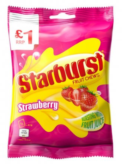 Chocolate Bags Starburst Strawberry Fruit Chews PM 1.00 150g 12