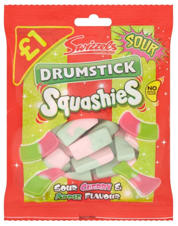 Chocolate Bags Swizzels Squashies Drumstick Sour Cherry and Apple PM 1.00 - 12