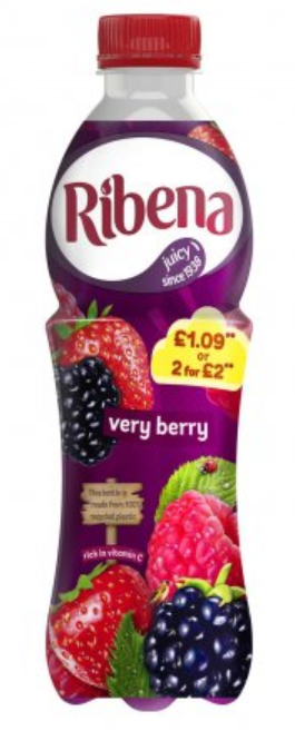 Drinks Ribena Very Berry PM 1.09-2 For 2.00 500ml 12