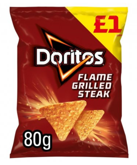 Crisps Doritos Flame Grilled Steak PM 1.00 80g 12