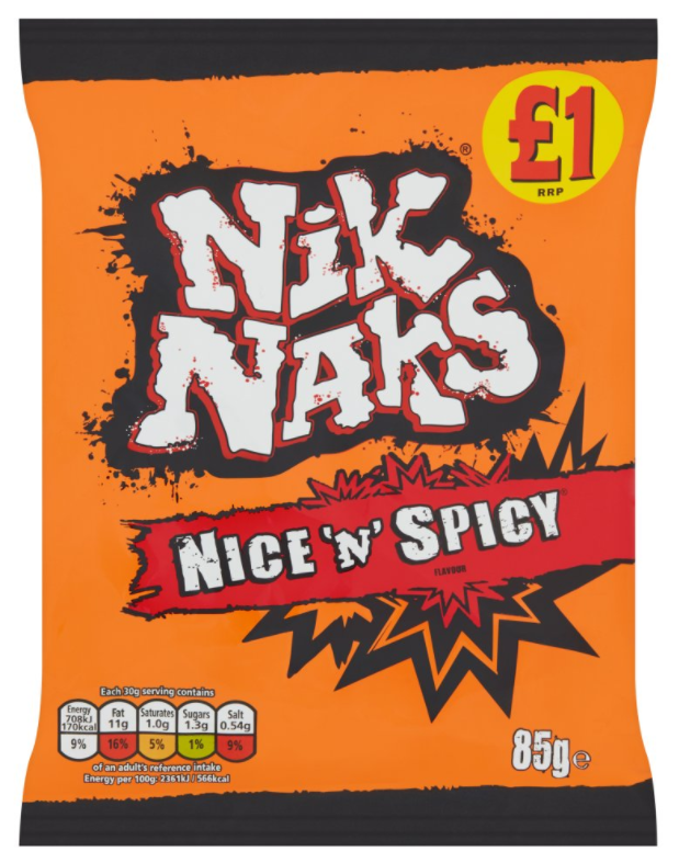 Crisps KP NiK Naks Rib N Saucy PM 1.00 95g 16