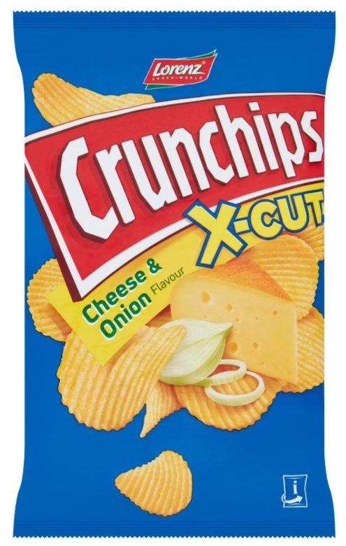 Crisps Lorenz Crunchips X Cut Cheese and Onion NPM 85g 12