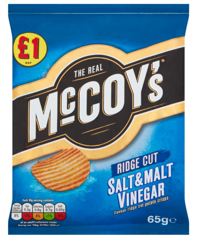 Crisps McCoys Ridge Cut Salt and Malt Vinegar PM 1.00 - 16