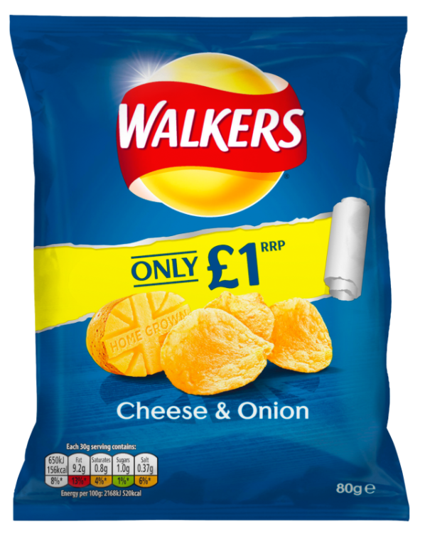 Crisps Walkers Cheese and Onion PM 1.00 80g 12