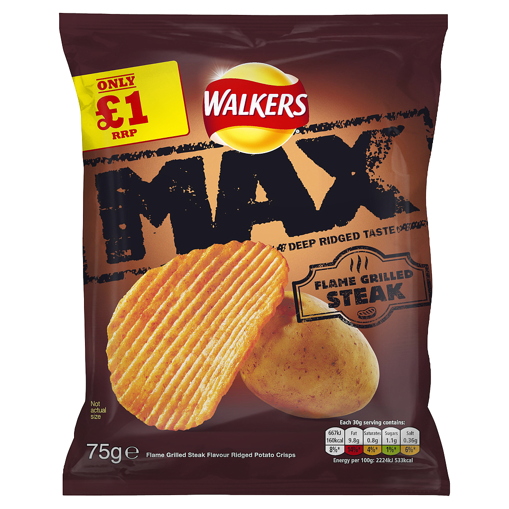 Crisps Walkers MAX Steak PM 1.00 75g 12