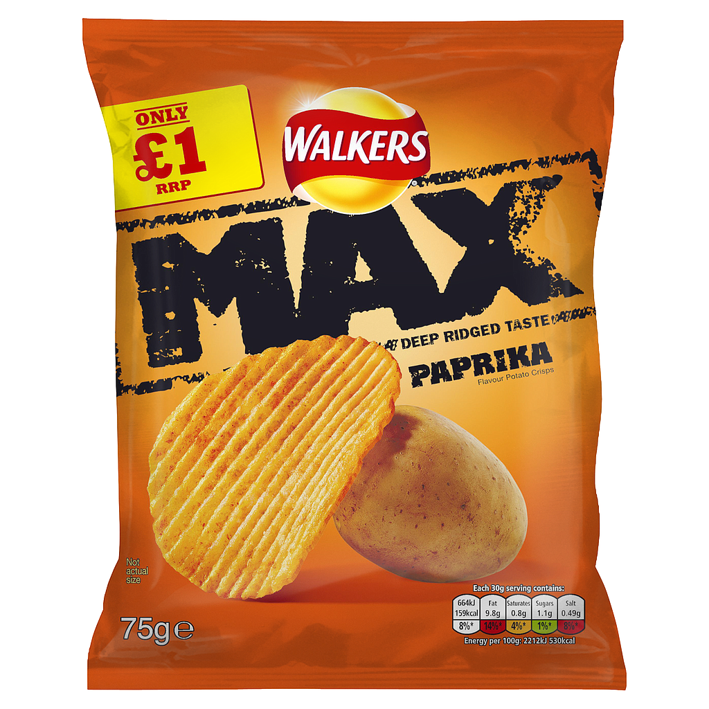 Crisps Walkers Max Paprika PM 1.00 70g 15