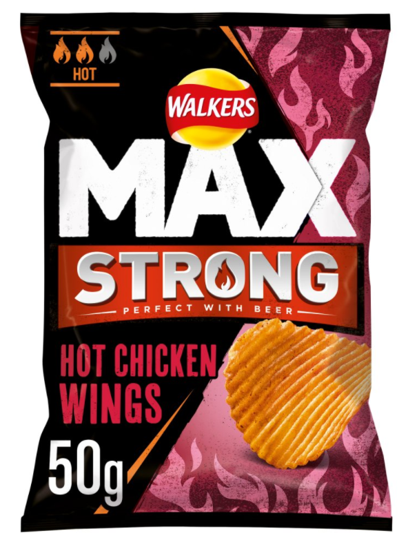 Crisps Walkers Max Strong Hot Chicken Wings NPM 50g 24