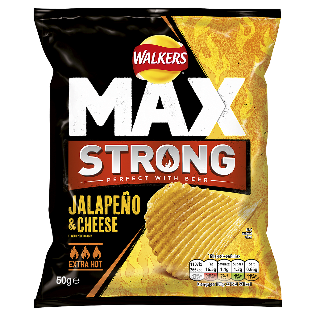 Crisps Walkers Max Strong Jalapeno and Cheese NPM 50g 24