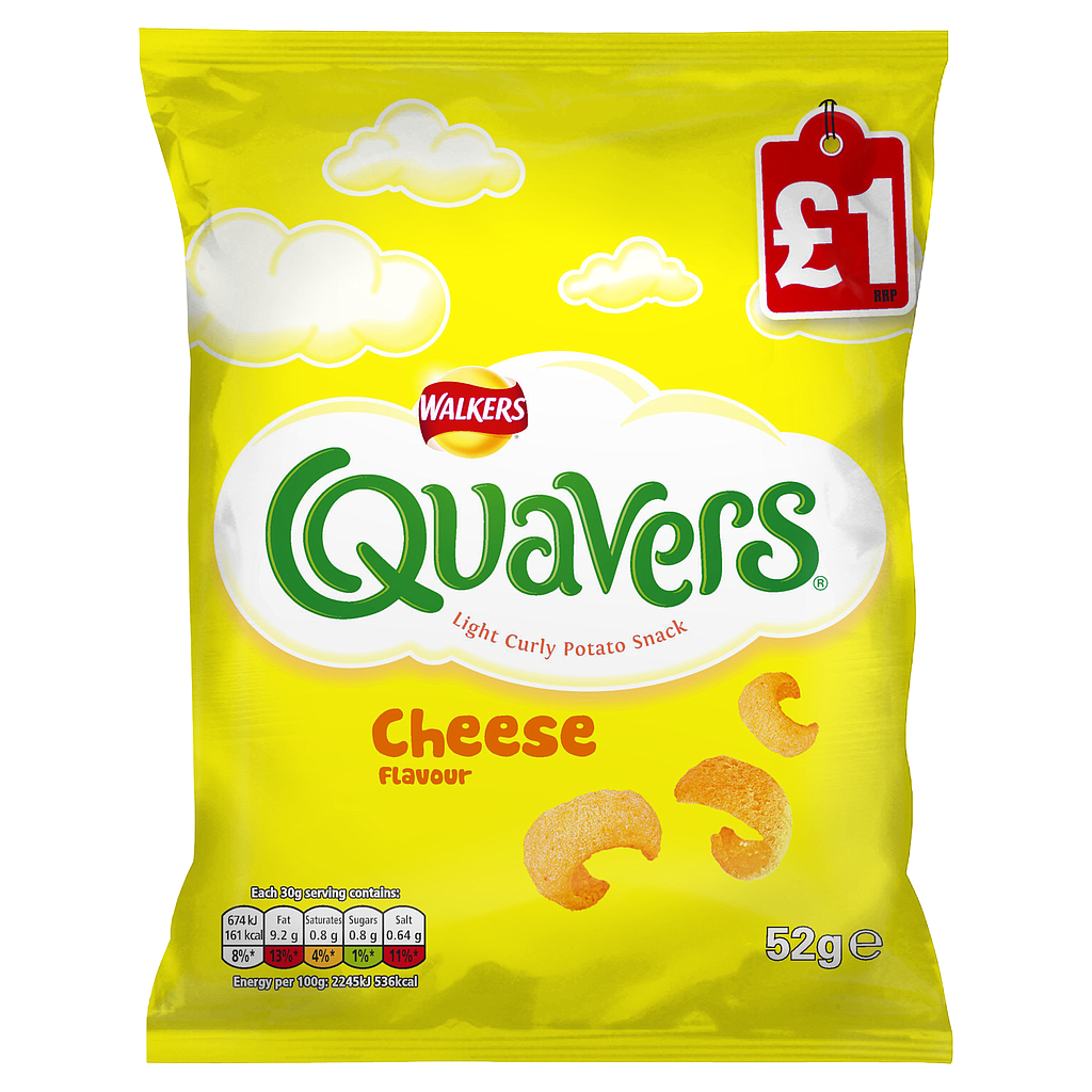Crisps Walkers Quavers Cheese PM 1.00 52g 12