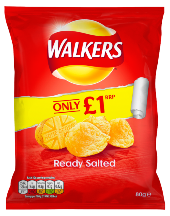 Crisps Walkers Ready Salted PM 1.00 80g 12
