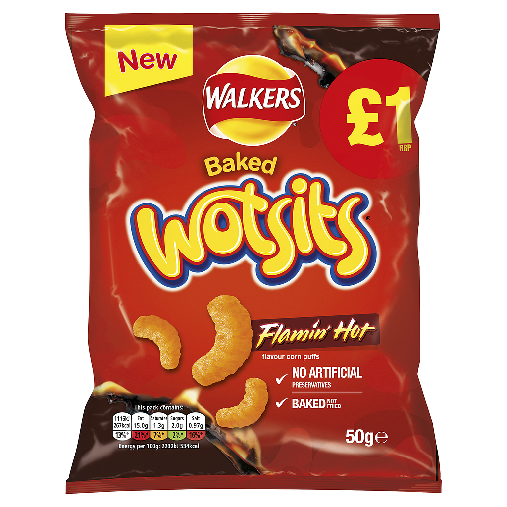 Crisps Walkers Wotsits Flaming Hot PM 1.00 60g 15